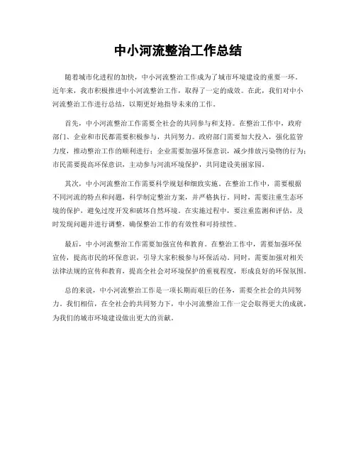 中小河流整治工作总结