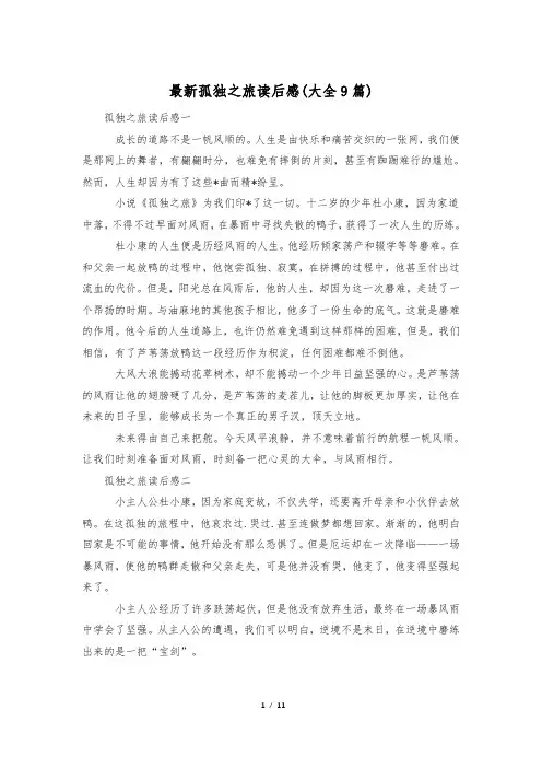 最新孤独之旅读后感(大全9篇)
