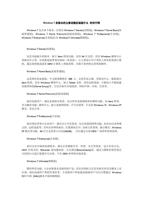 win7各版本的区别