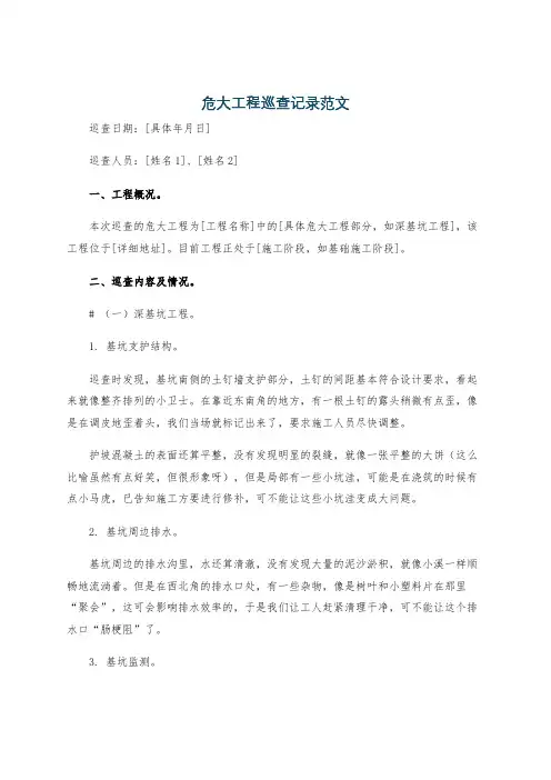 危大工程巡查记录范文