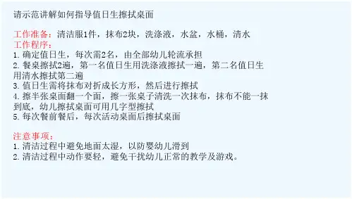 保育员实操 指导值日生擦拭桌面