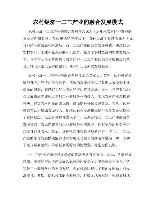 农村经济一二三产业的融合发展模式