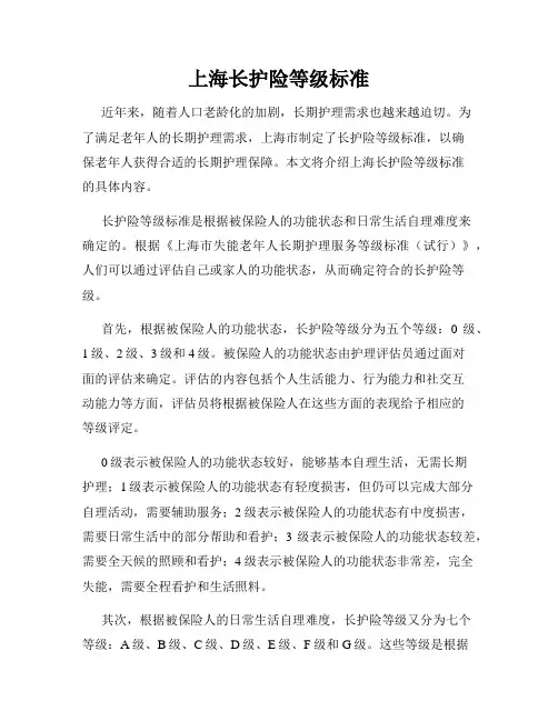 上海长护险等级标准