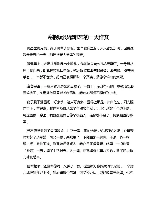寒假玩得最难忘的一天作文