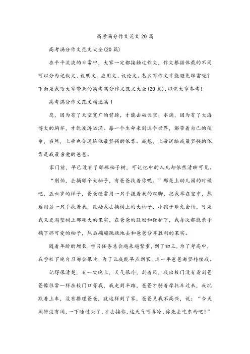 高考满分作文范文20篇