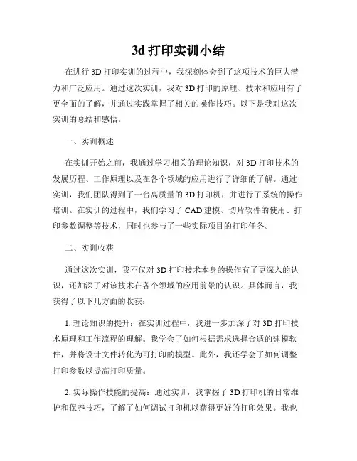 3d打印实训小结
