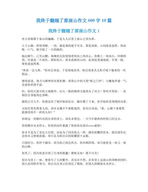 我终于翻越了那座山作文600字10篇