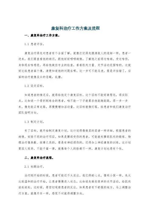 康复科治疗工作方案及流程