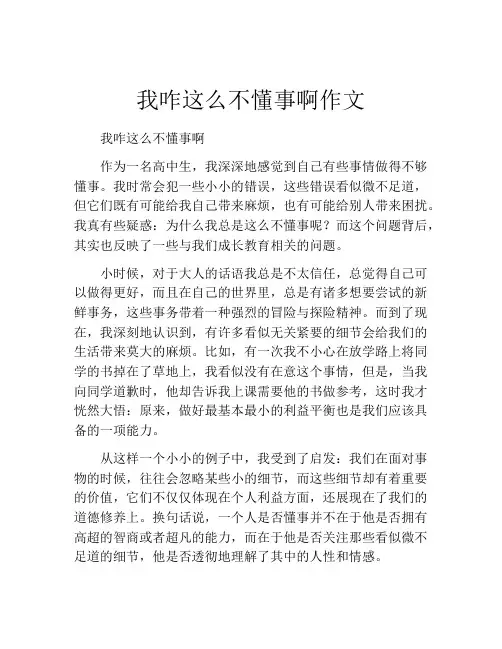我咋这么不懂事啊作文