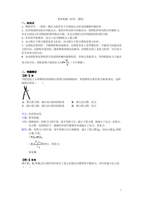 12 简单机械(杠杆滑轮)