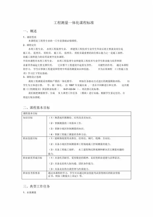 工程测量一体化教学标准