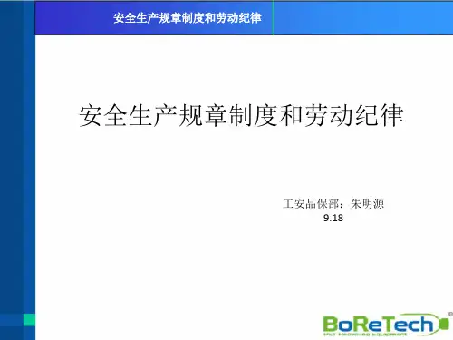 安全生产规章制度和劳动纪律培训教材PPT(32张)