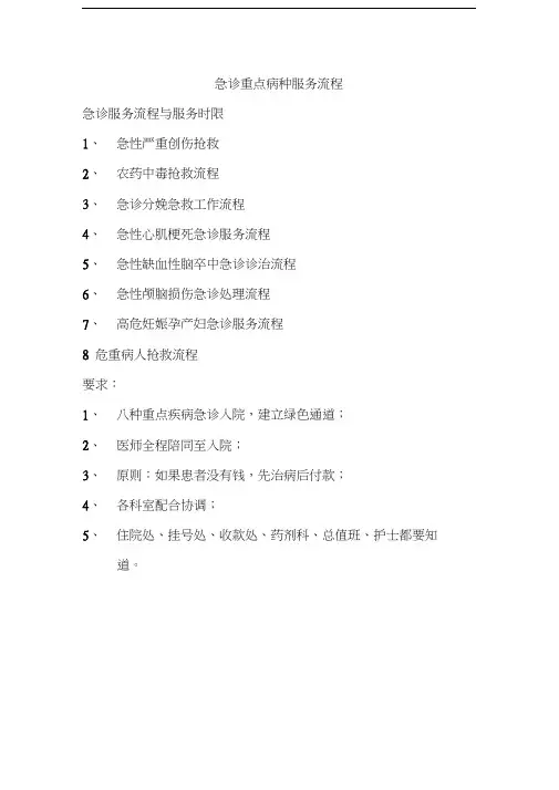 重点病种急诊服务流程与规范