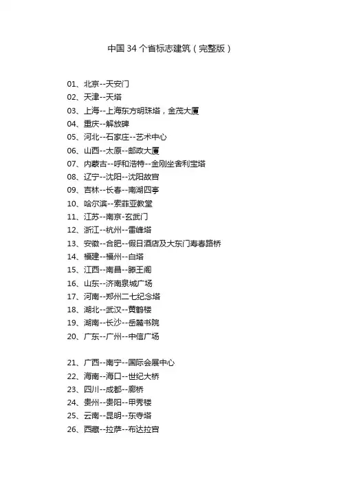 中国34个省标志建筑（完整版）
