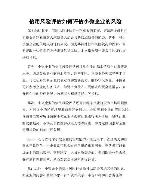 信用风险评估如何评估小微企业的风险