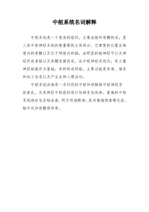 中枢系统名词解释