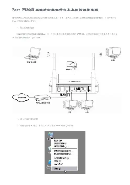 Fast FW300R无线路由器宽带共享上网的设置图解