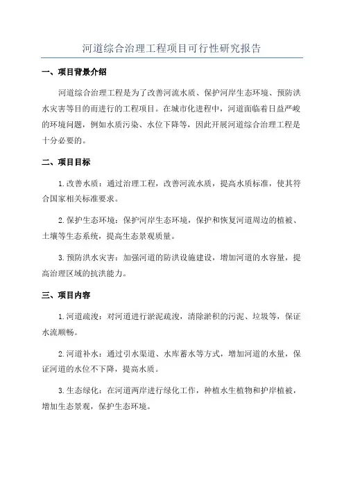 河道综合治理工程项目可行性研究报告