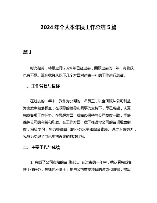 2024年个人本年度工作总结5篇