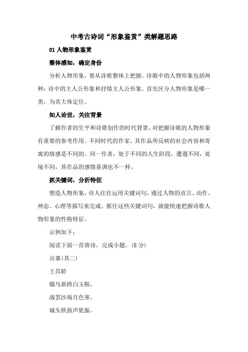 中考古诗词“形象鉴赏”类解题思路