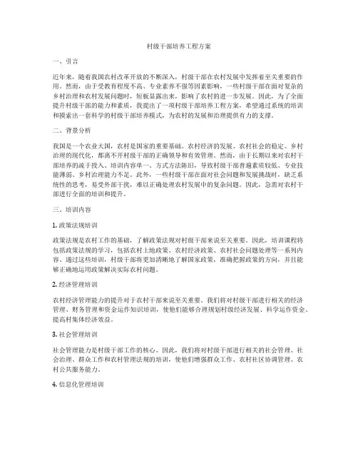 村级干部培养工程方案