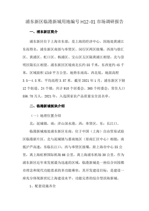 浦东新区临港新城用地编号H12-01市场调研报告