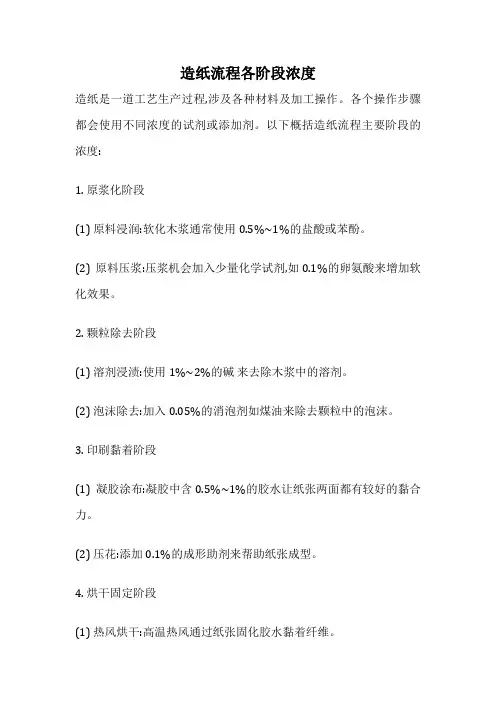 造纸流程各阶段浓度