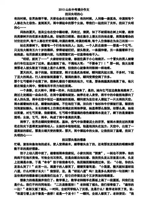 2013山东中考满分作文