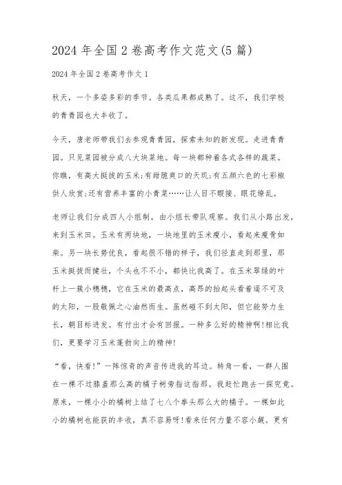 2024年全国2卷高考作文范文(5篇)