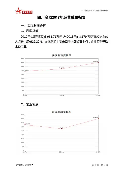 四川金顶2019年经营成果报告