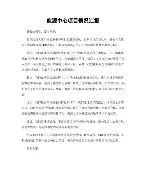 能源中心项目情况汇报