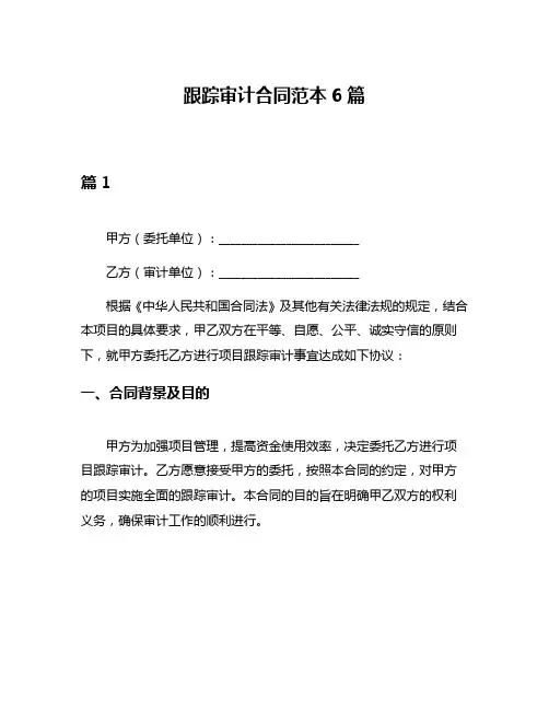 跟踪审计合同范本6篇