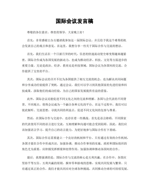 国际会议发言稿