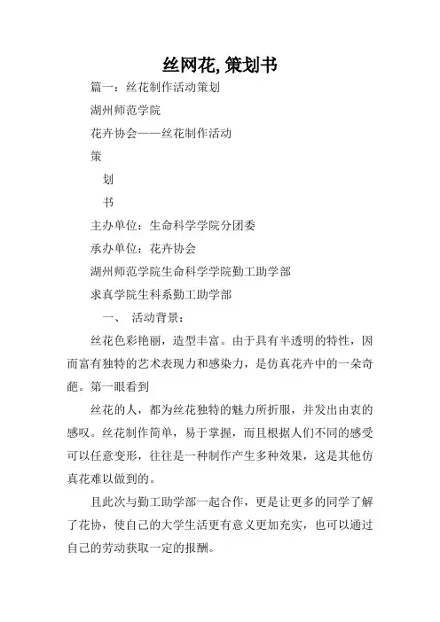 丝网花,策划书