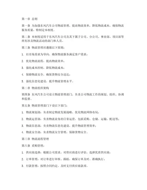 东风汽车公司物流管理制度