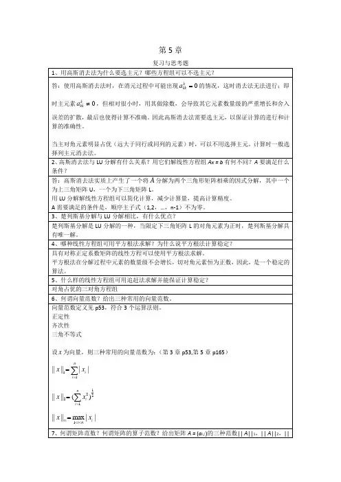 李庆扬-数值分析第五版第5章与第7章习题答案