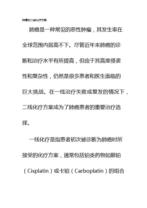 肺癌的二线化疗方案