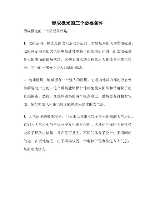形成极光的三个必要条件