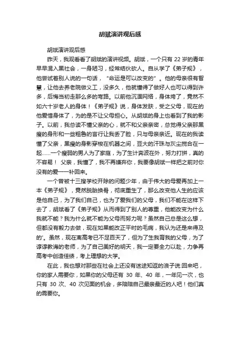 胡斌演讲观后感