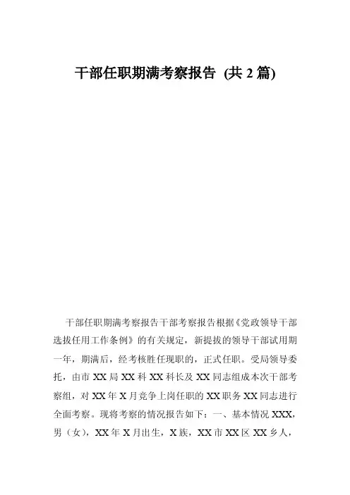 干部任职期满考察报告（共2篇）