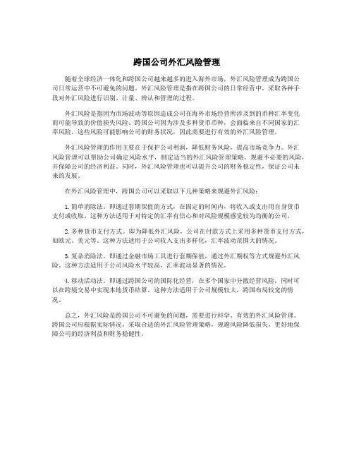 跨国公司外汇风险管理