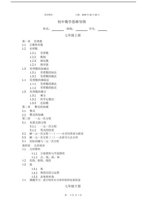 (完整版)人教版初中数学思维导图.docx