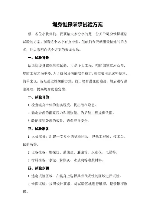 堤身锥探灌浆试验方案