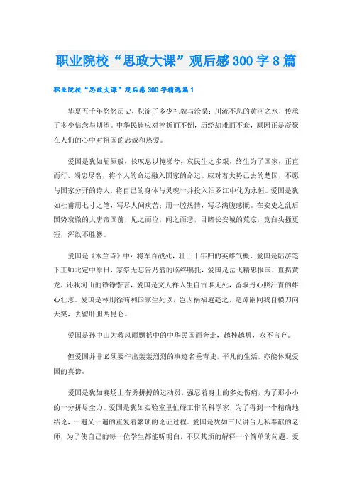 职业院校“思政大课”观后感300字8篇