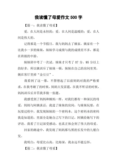 我读懂了母爱作文500字