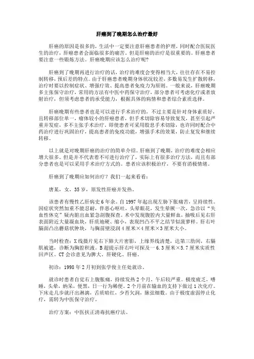 肝癌到了晚期怎么治疗最好
