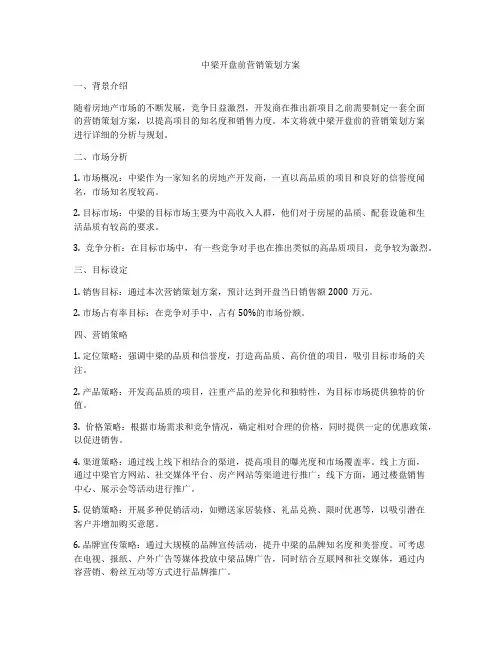 中梁开盘前营销策划方案