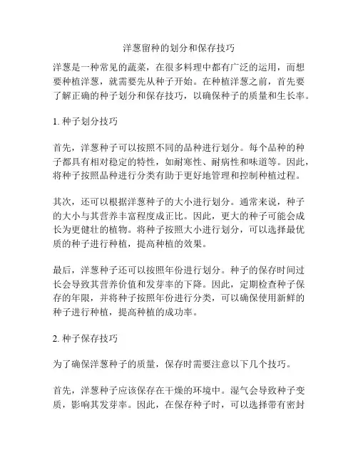 洋葱留种的划分和保存技巧