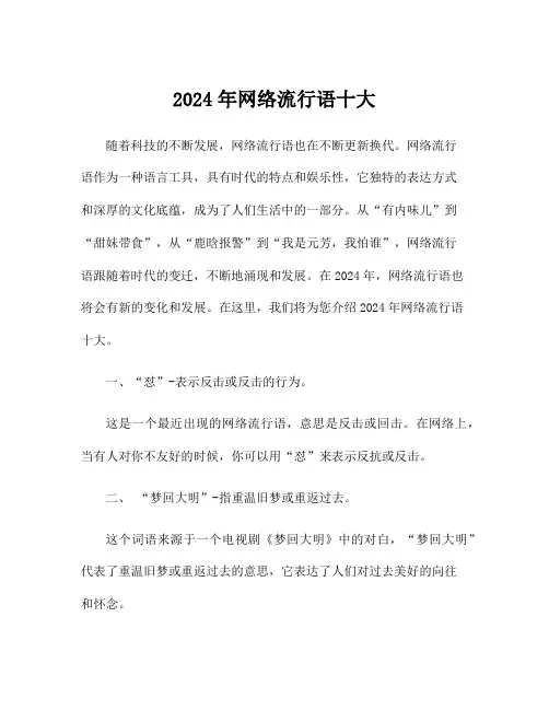 2024年网络流行语十大
