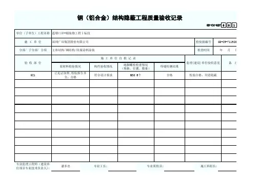 钢(铝合金)结构隐蔽工程质量验收记录1